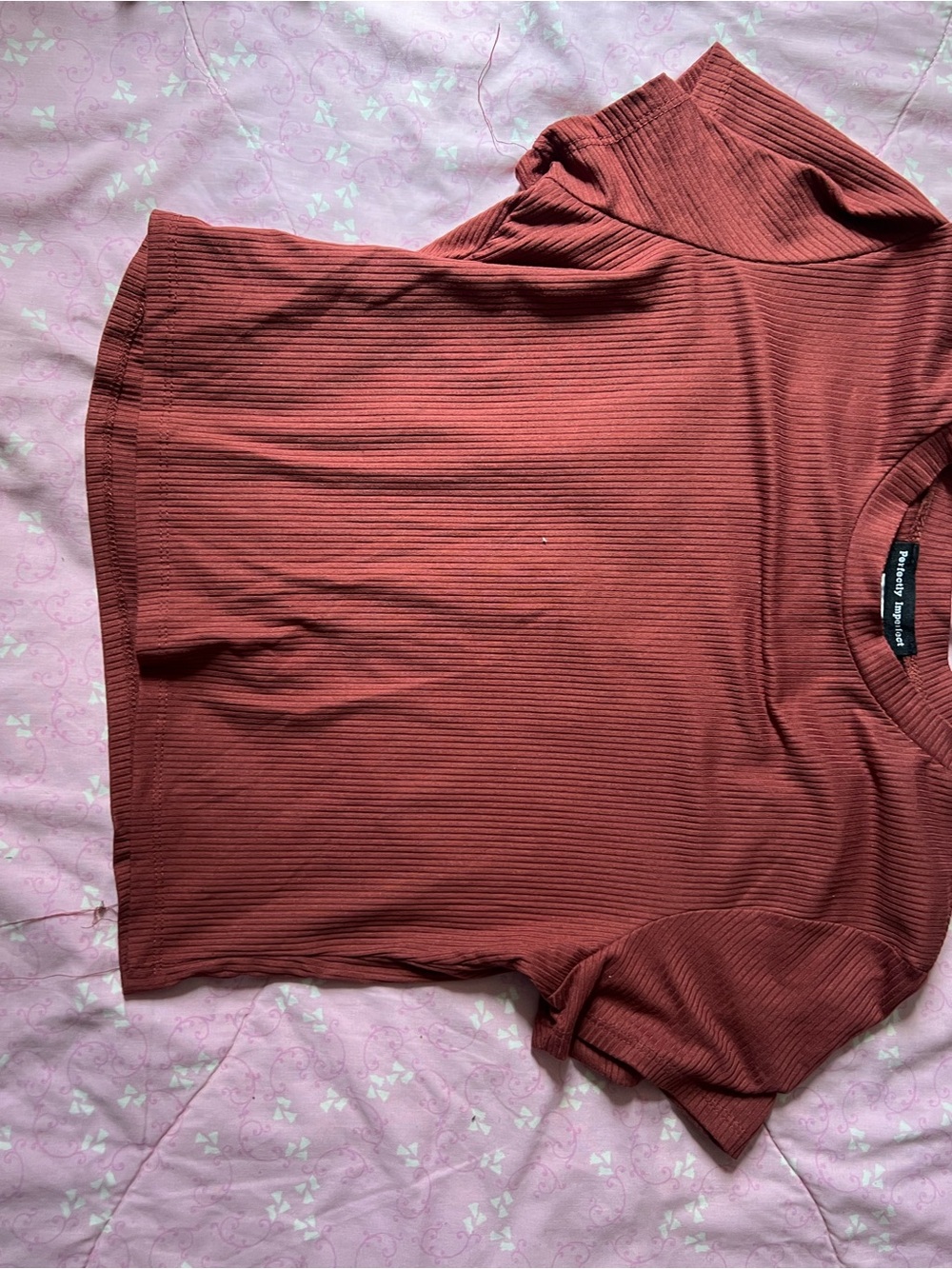 a new day Rust Ribbed Short Sleeve Top